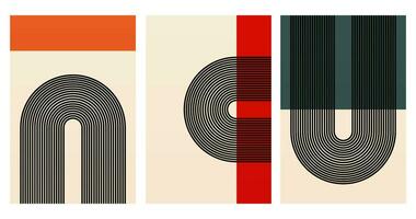 Abstract Geometric Bauhaus Wall Decoration Poster. Mid Century Modern Wall Art vector