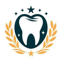 dientes diente estrellas logo diseño vector ilustración