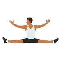 Man doing splits exercise or stretch. vector