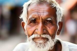 AI generated Portrait of an old Hindu man. Neural network AI generated photo
