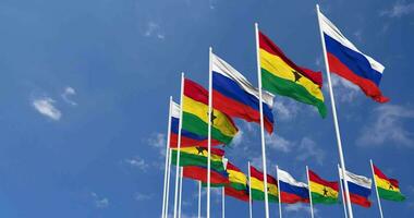 Ghana and France Flags Waving Together in the Sky, Seamless Loop in Wind, Space on Left Side for Design or Information, 3D Rendering video