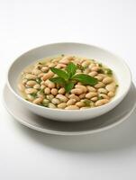 AI generated Bean soup in a white plate photo