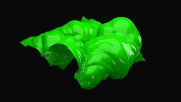 3d animazione di spumeggiante verde fluido con nero sfondo video