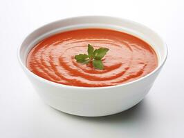 AI generated white bowl tomato puree soup photo