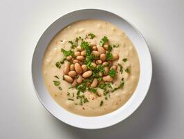 AI generated Bean soup in a white plate photo