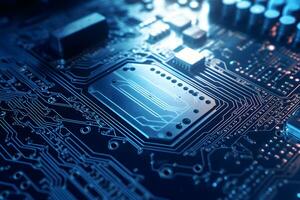 AI generated Central Computer Processors CPU concept. Motherboard digital chip. Technology science background. Neural network AI generated photo