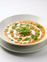 AI generated Bean soup in a white plate photo