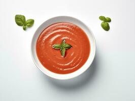 AI generated white bowl tomato puree soup photo