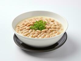 AI generated Bean soup in a white plate photo