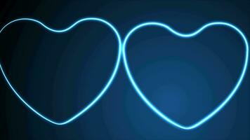 Glowing neon retro hearts video animation