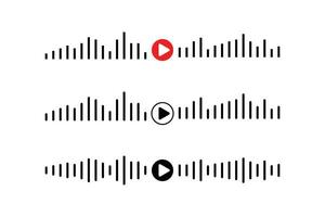 Sound wave icon, podcast player interface, music symbol, sound wave, loading progress bar and buttons. vector