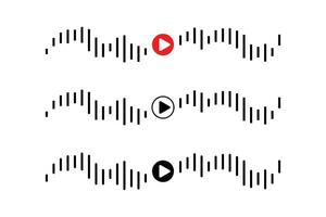 Sound wave icon, podcast player interface, music symbol, sound wave, loading progress bar and buttons. vector