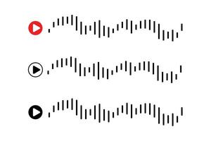 Sound wave icon, podcast player interface, music symbol, sound wave, loading progress bar and buttons. vector