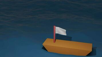 Boats and white flags in the ocean with negative space design video