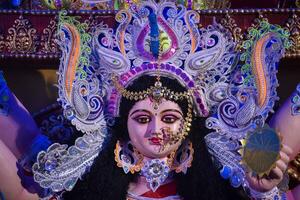 Devi Durga theFierce goddess, symbolizing strength, protection, and divine grace in Hindu mythology photo