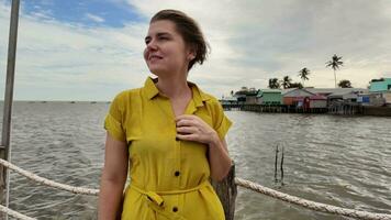 Sunny Getaway, Joyful Woman, Tropical Waterfront video