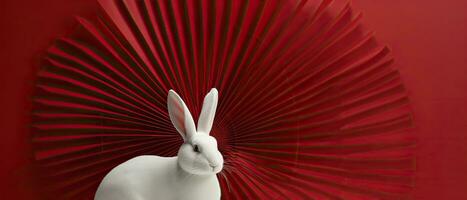 AI generated Chinese new year, year of the rabbit festival background with copy space photo