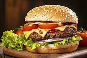AI generated Best Hamburger Ever.  AI Generated photo