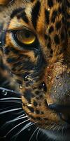 AI generated Leopard macro photography. AI Generated photo