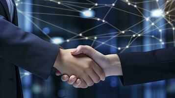 AI generated Professional Agreement. A Successful Interview Handshake. AI Generated photo