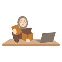 People Using a Laptop for Work at Home vector