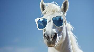 AI generated Funny Horse in sunglasses photo