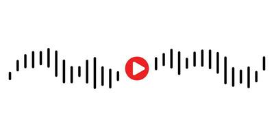 Sound wave icon, podcast player interface, music symbol, sound wave, loading progress bar and buttons. vector