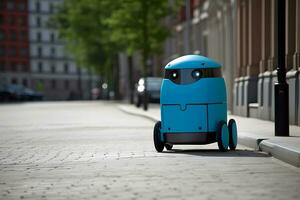 AI generated Self-driving delivery robot concept. Neural network AI generated photo