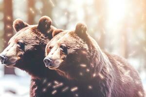 AI generated Wild brown cute bear cub close-up. Neural network AI generated photo