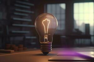 AI generated Light bulb in digital abstract technology background. Neural network AI generated photo