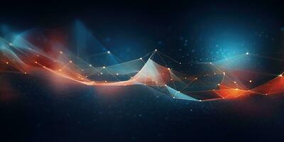 AI generated Abstract banner with a network grid and particles connected, Futuristic technology background photo