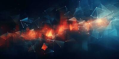AI generated Abstract technology background with glowing lines and particles Illustration, Futuristic background science technology photo