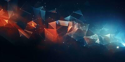 AI generated Abstract polygonal space dark background with connecting dots and lines, Connection structure photo
