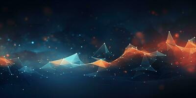 AI generated Abstract banner with a network grid and particles connected, Futuristic technology background photo