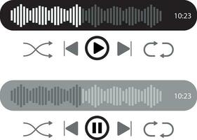 Audio wave, sound wave, music player vector, two tone, black,grey and white vector