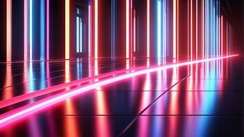 AI generated 3d render, abstract urban background with glowing neon light, Ai generated photo