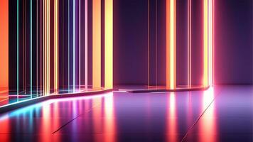 AI generated 3d render, abstract urban background with glowing neon light, Ai generated photo