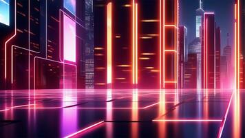 AI generated 3d render, abstract urban background with glowing neon light, Ai generated photo