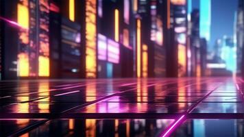 AI generated 3d render, abstract urban background with glowing neon light, Ai generated photo