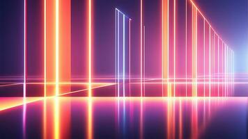 AI generated 3d render, abstract urban background with glowing neon light, Ai generated photo