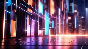 AI generated 3d render, abstract urban background with glowing neon light, Ai generated photo