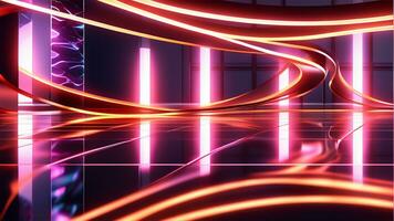 AI generated 3d render, abstract urban background with glowing neon light, Ai generated photo