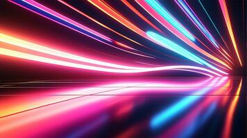 AI generated 3d render, abstract urban background with glowing neon light, Ai generated photo