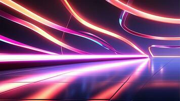 AI generated 3d render, abstract urban background with glowing neon light, Ai generated photo