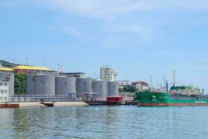 Fuel oil station for ships in the port. tanks with fuel oil. photo