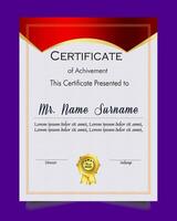 Certificate of achievement template set with gold badge and border, Appreciation and Achievement Certificate Template Design. Elegant diploma certificate template vector