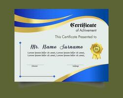 Certificate of achievement template set with gold badge and border, Appreciation and Achievement Certificate Template Design. Elegant diploma certificate template vector