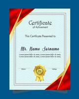 Certificate of achievement template set with gold badge and border, Appreciation and Achievement Certificate Template Design. Elegant diploma certificate template vector