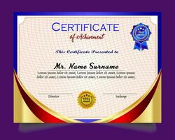 Certificate of achievement template set with gold badge and border, Appreciation and Achievement Certificate Template Design. Elegant diploma certificate template vector