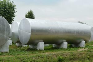 Silver tanks for storage of fertilizers photo